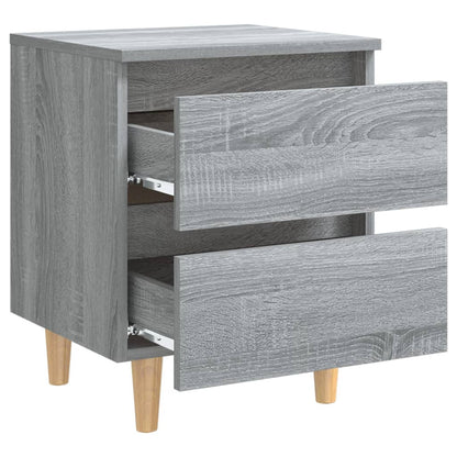 Mesitas De Noche 2 Uds Patas De Madera Gris Sonoma 40x35x50 Cm_4