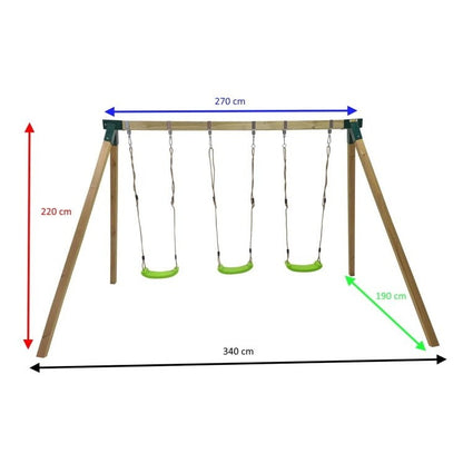 Columpio Triple De Madera Cuadrada Masgames Nori Xl._2