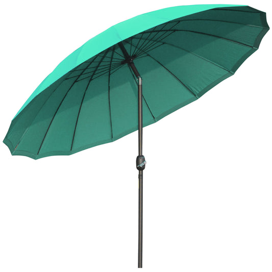 Outsunny Sombrilla Terraza Exterior Ø250 Cm Con Ángulo Inclinable Verde_0