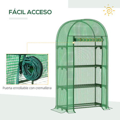 Invernadero De Jardín Outsunny Metal, Pe Verde 80x49x160 Cm_5