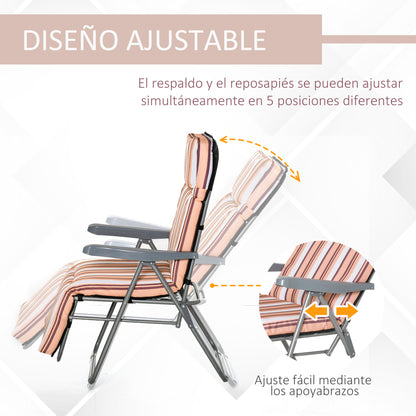 Outsunny Pack De 2 Tumbonas Plegables Tumbonas De Jardín Exterior Con Cojín Acolchado_3