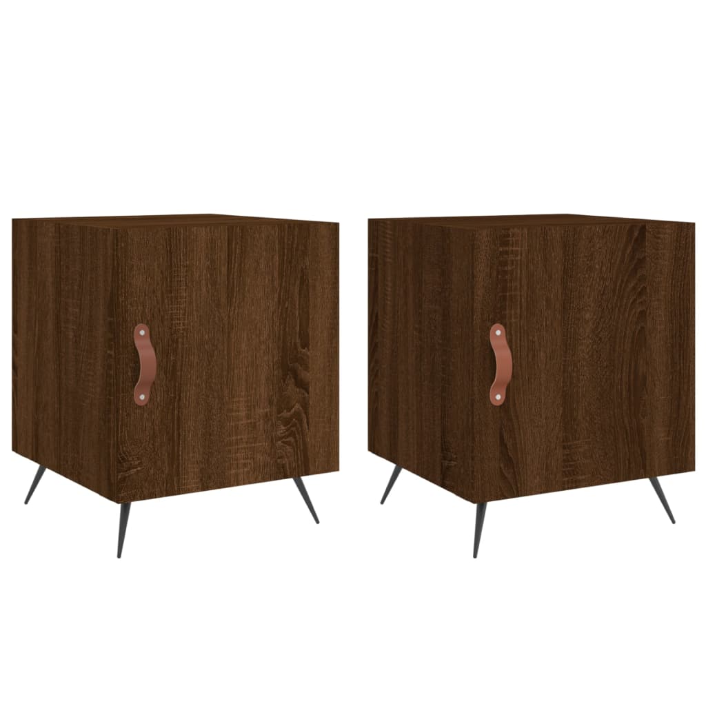 Mesitas Noche 2 Uds Madera Ingeniería Marrón Roble 40x40x50 Cm_0