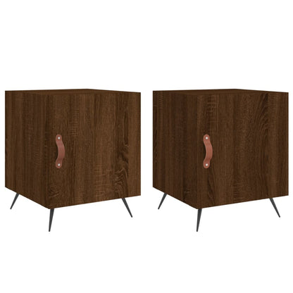 Mesitas Noche 2 Uds Madera Ingeniería Marrón Roble 40x40x50 Cm_0