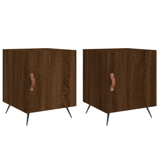 Mesitas Noche 2 Uds Madera Ingeniería Marrón Roble 40x40x50 Cm_0