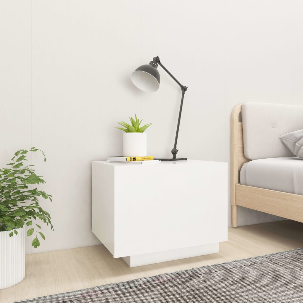 Mesita De Noche Madera De Ingeniería Blanco 100x35x40 Cm_1