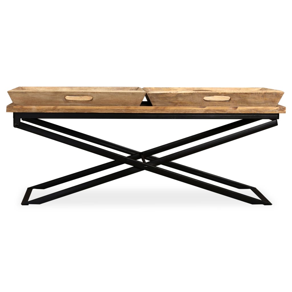 Mesa De Centro De Madera Maciza De Mango 110x55x42 Cm_3