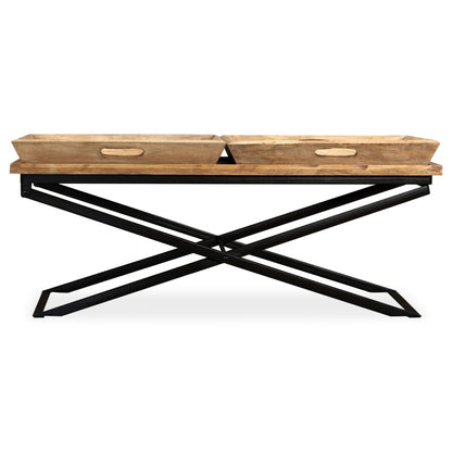 Mesa De Centro De Madera Maciza De Mango 110x55x42 Cm_3