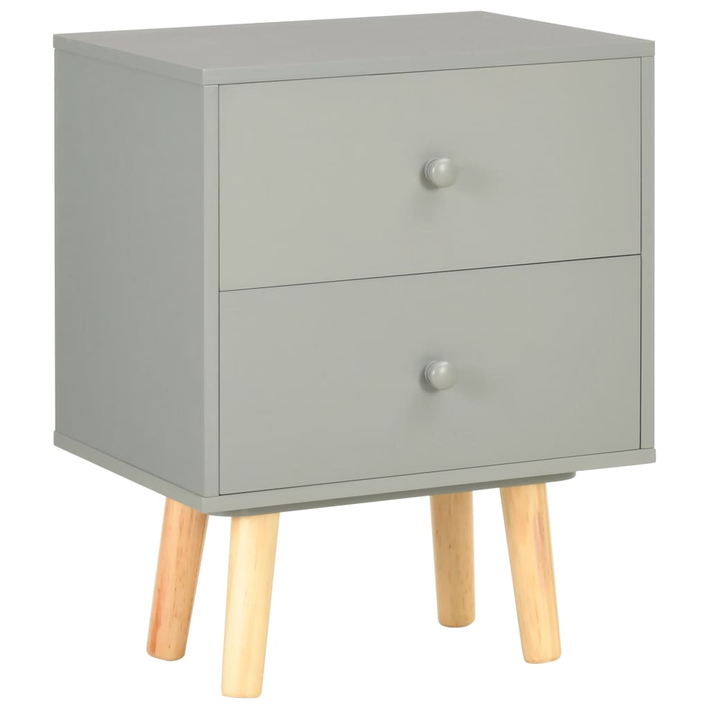 Mesitas De Noche 2 Unidades Madera Maciza Pino Gris 40x30x50 Cm_1