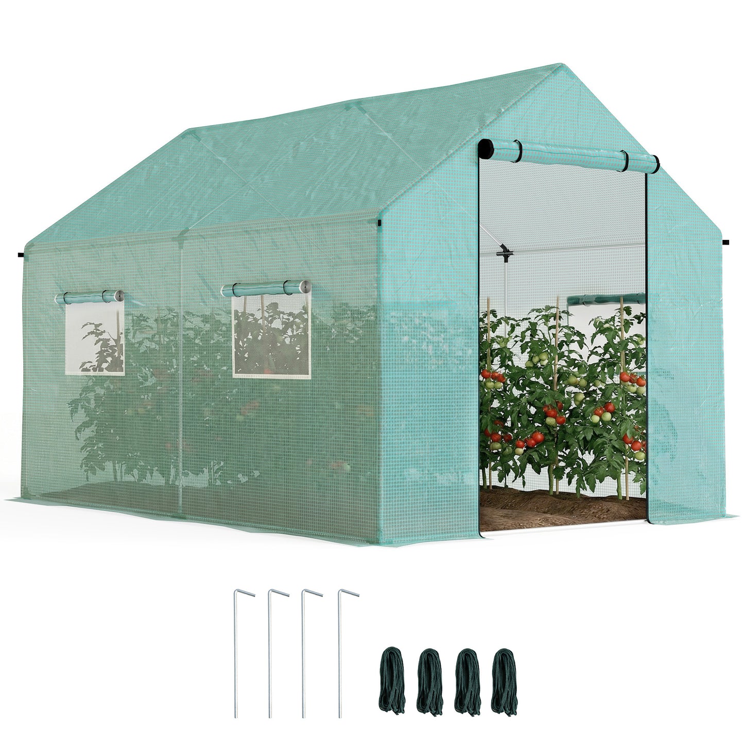 Outsunny Invernadero De Exterior 2x3x2 M Con 4 Ventanas De Malla Verde_0
