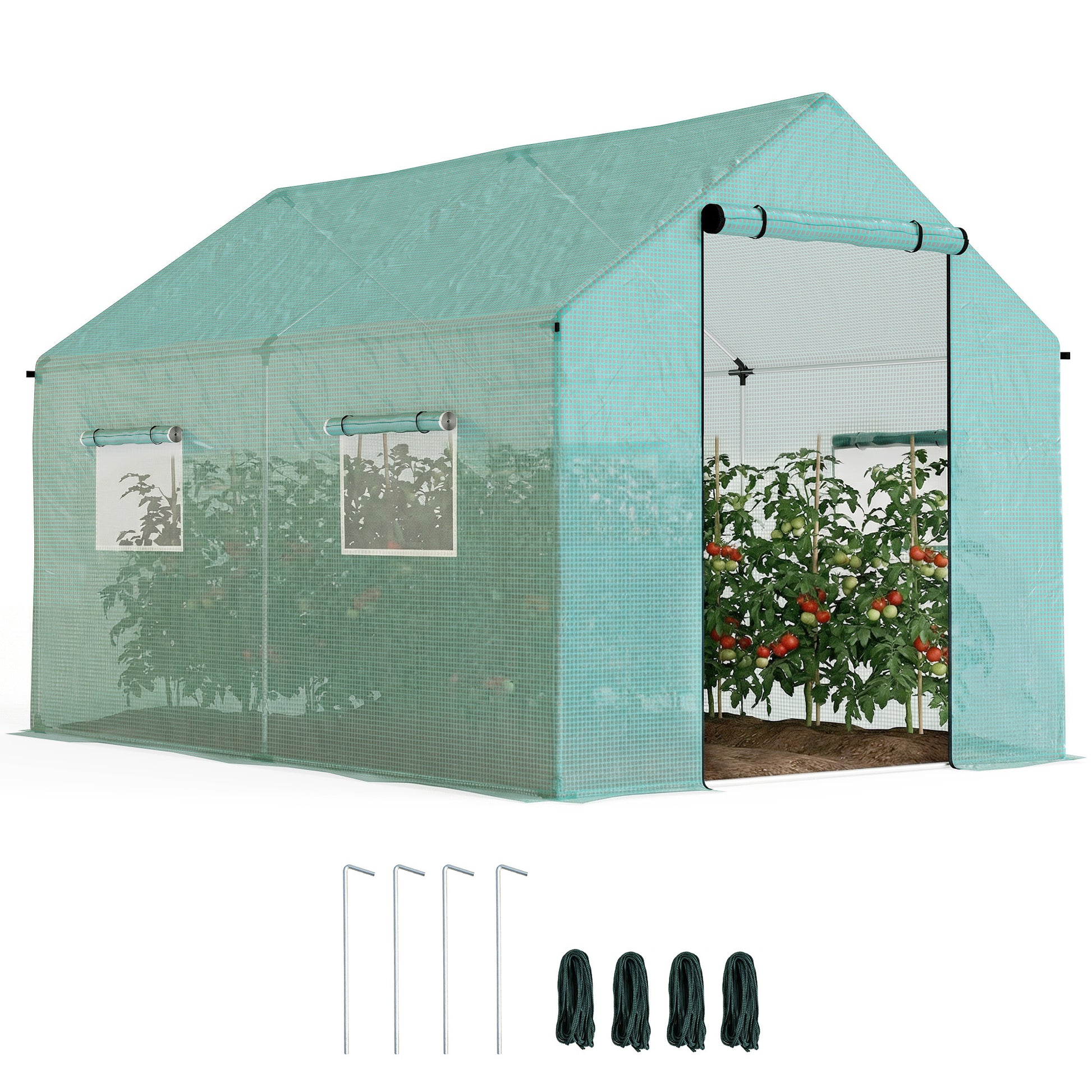 Outsunny Invernadero De Exterior 2x3x2 M Con 4 Ventanas De Malla Verde_0