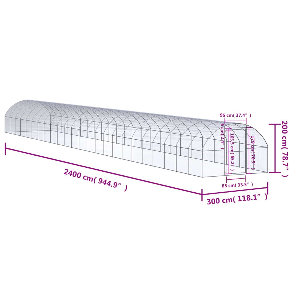 Vidaxl Gallinero De Exterior De Acero Galvanizado 3x24x2 M_2