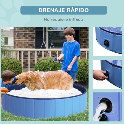 Pawhut Piscina Plegable Para Perros Bañera De Pvc Interior Y Exterior Ø140x30cm_5