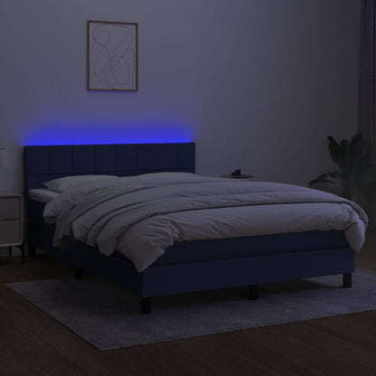 Cama Vica Home Colchón Y Luces Led Tela Azul 140x200 Cm / Vetonek_0