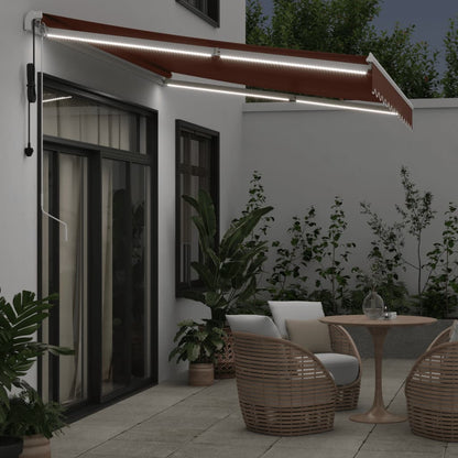 Toldo Retráctil Automático Con Luces Led Marrón 350x250 Cm_2