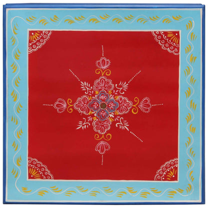 Mesa De Centro Madera Maciza De Mango Rojo Pintada A Mano_1