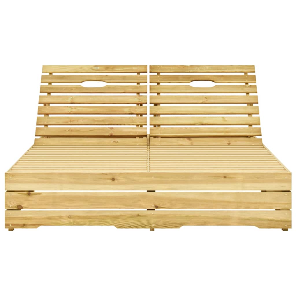Tumbona Doble Y Cojines Madera Pino Impregnada Azul_3