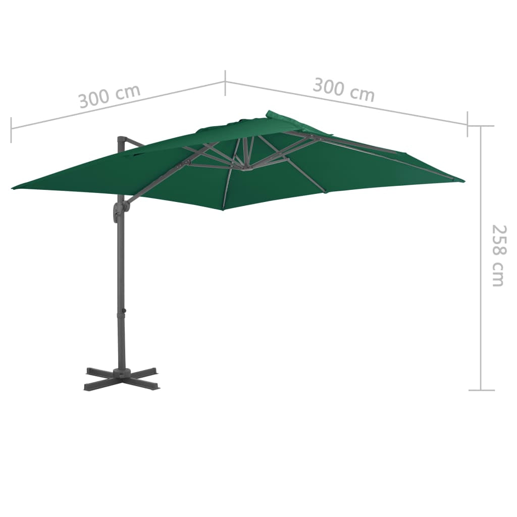 Vidaxl Sombrilla Jardín Voladiza Con Palo De Aluminio Verde 300x300 Cm_2