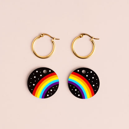 Pendientes Rainbow De Madera | Joyería Artesanal, Ligera Y Elegante | Diseño Natural Y Original_2