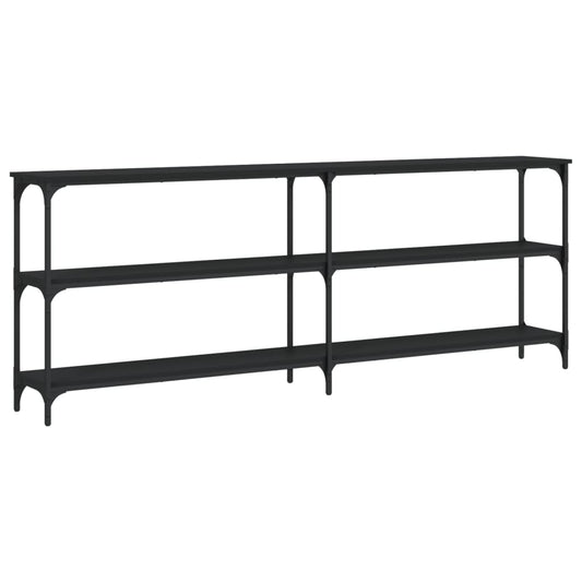 Mesa Consola Madera De Ingeniería Negra 200x29x75 Cm_0