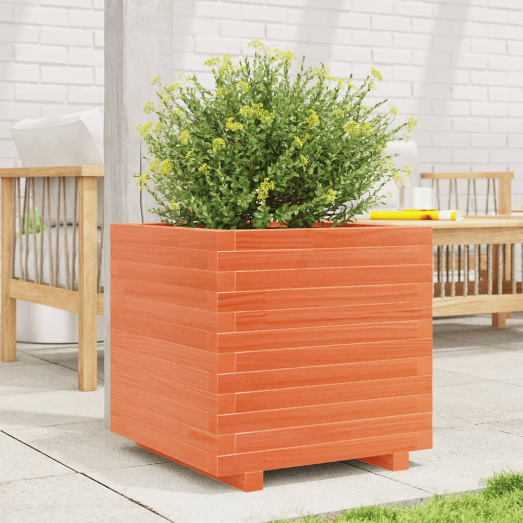 Jardinera Madera Maciza De Pino Marrón Cera 50x50x49,5 Cm_2