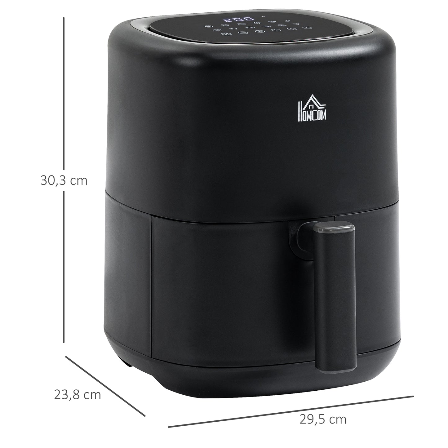 Homcom Freidora Sin Aceite 3l 1300w Con 12 Programas Pantalla Led Y Temporizador_2