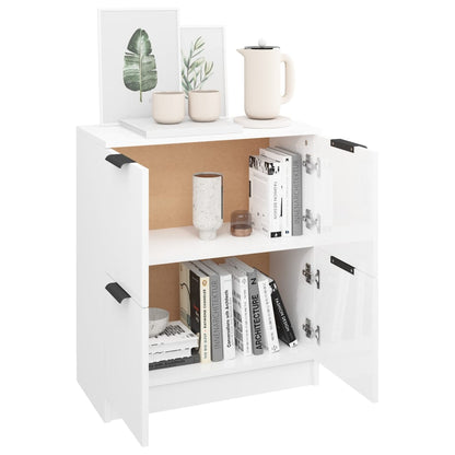 Aparador De Madera Contrachapada Blanco Brillante 60x30x70 Cm / Vetonek_5