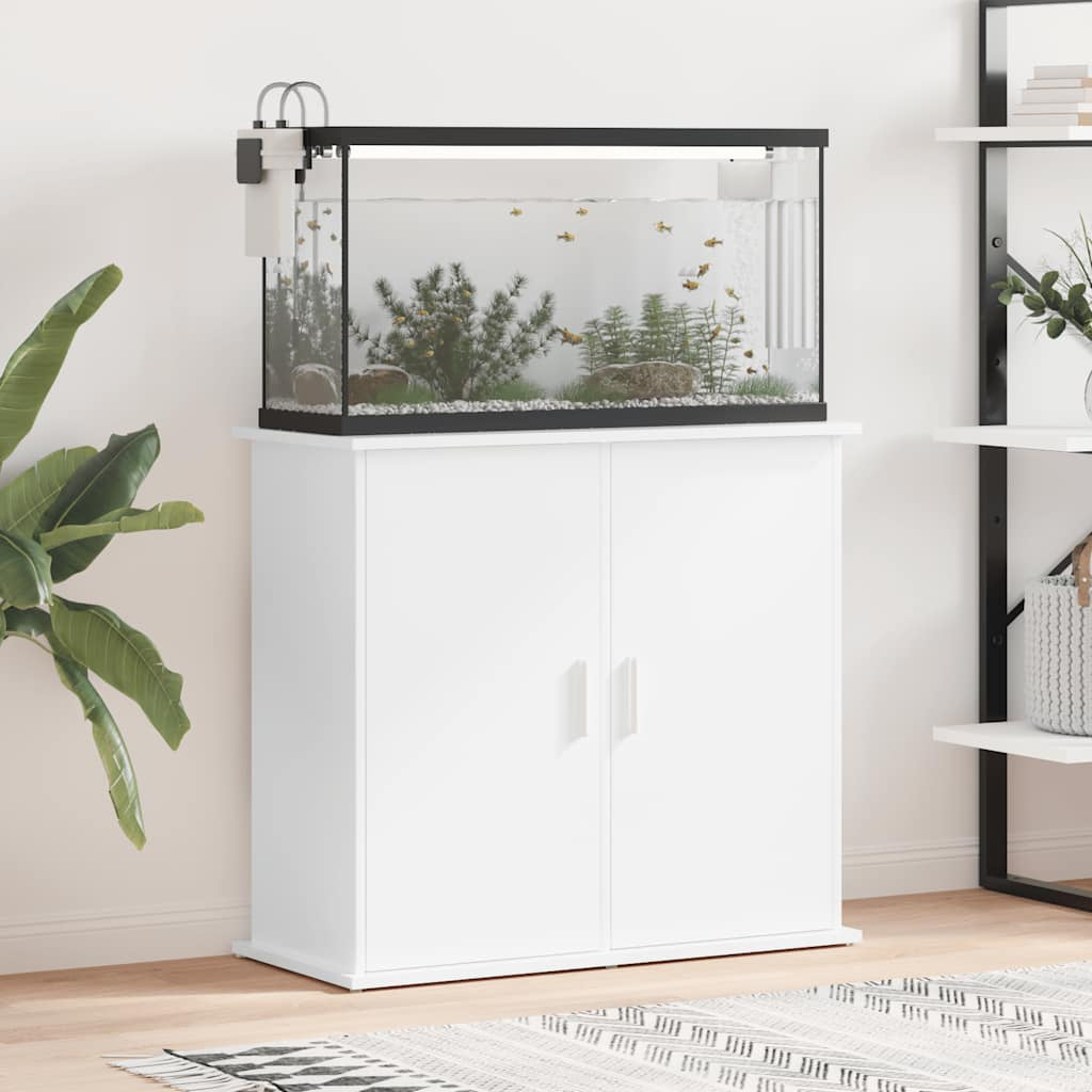 Vidaxl Soporte De Acuario Madera Ingeniería Blanco Brillo 81x36x73 Cm_1