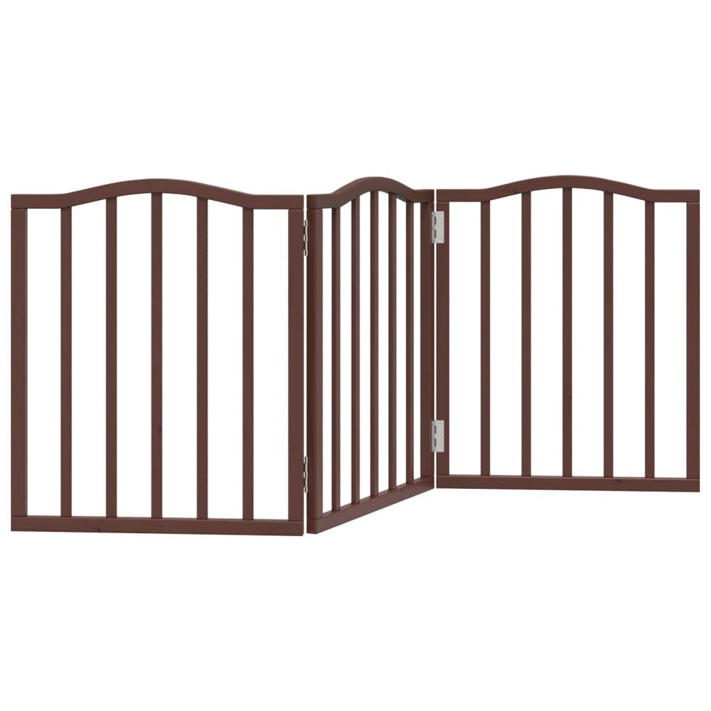 Vidaxl Puerta Para Perros Plegable 3 Paneles Álamo Marrón Roble 150 Cm_0