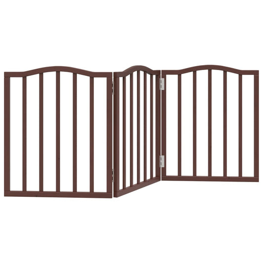 Vidaxl Puerta Para Perros Plegable 3 Paneles Álamo Marrón Roble 150 Cm_0