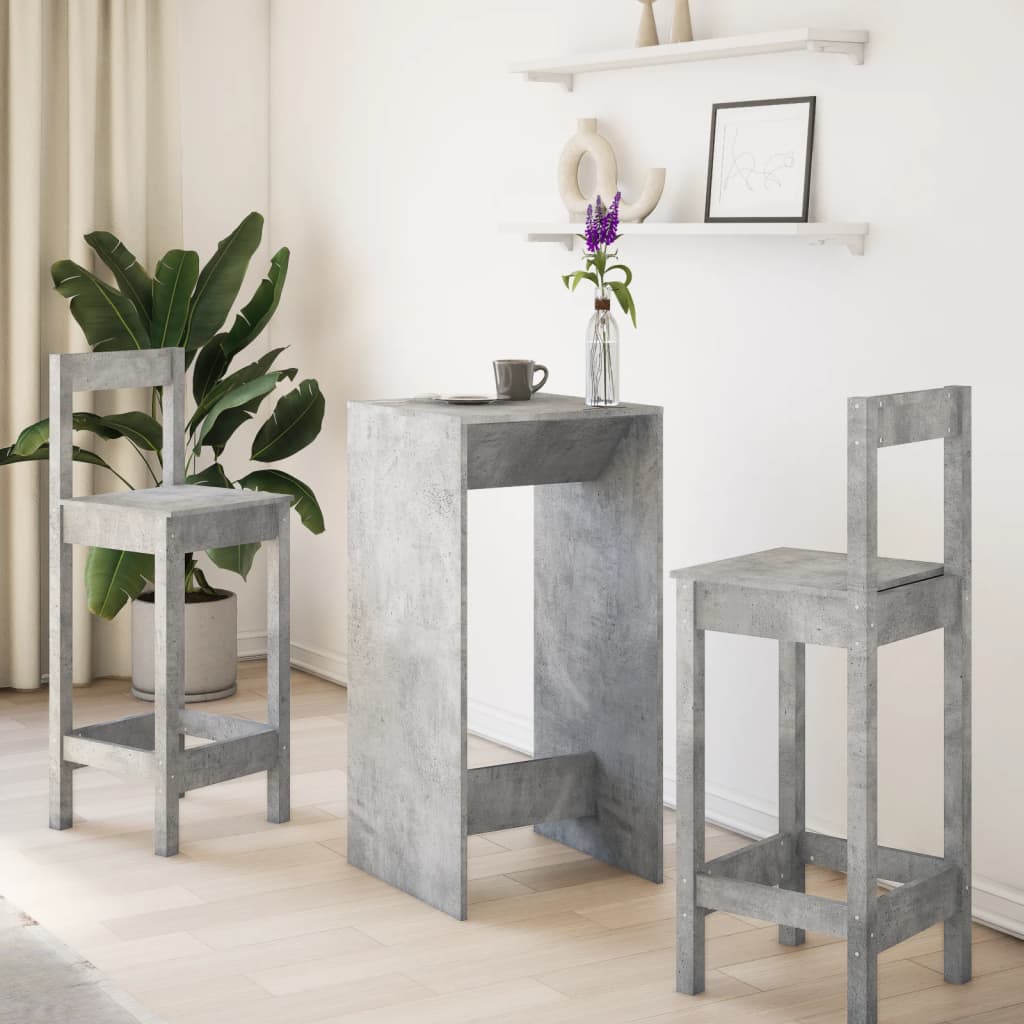 Mesa Alta De Bar Madera Ingeniería Gris Hormigón 51x50x103,5 Cm_1