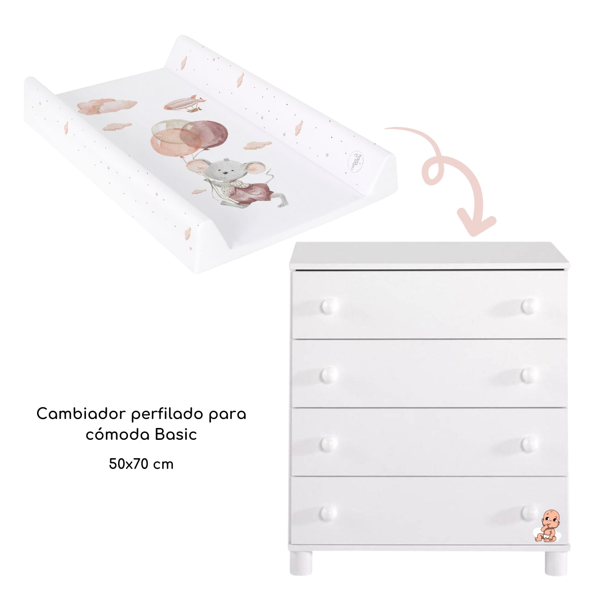 Cambiador Perfilado Para Cómoda Basic Mouse