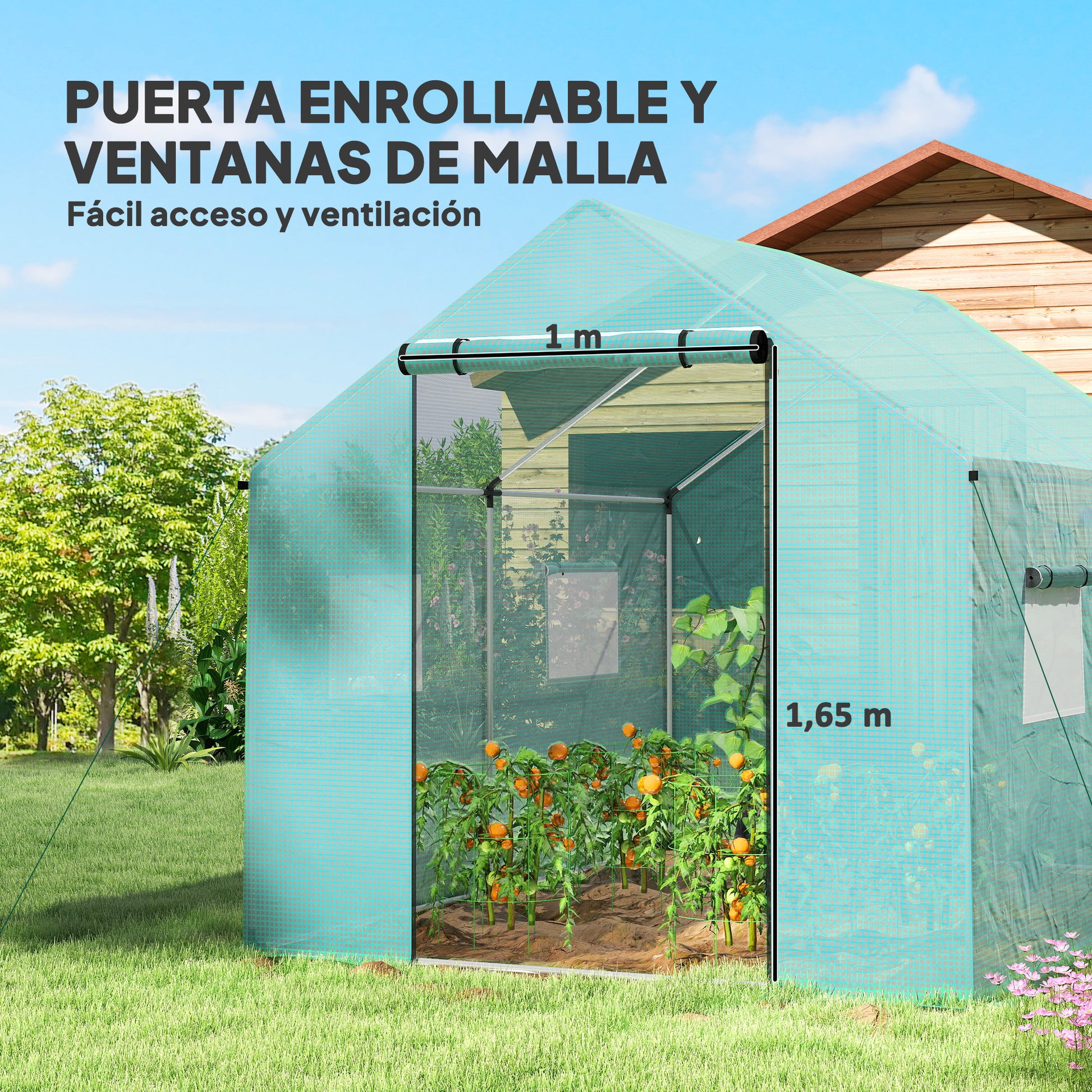 Outsunny Invernadero De Exterior 2x3x2 M Con 4 Ventanas De Malla Verde_4