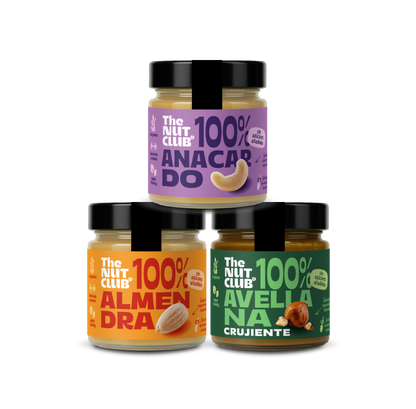 Pack de 3 cremas de frutos secos, avellana crujiente, almendra y anacardo The Nut Club 540g_0