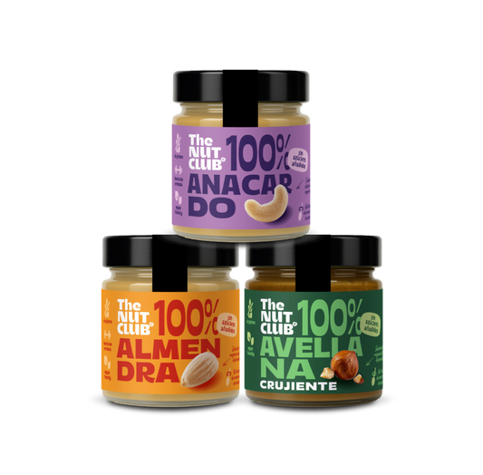 Pack de 3 cremas de frutos secos, avellana crujiente, almendra y anacardo The Nut Club 540g_0