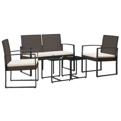 Vidaxl Set Comedor De Jardín 5 Pzas Y Cojines Pp Aspecto Ratán Marrón_0