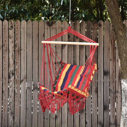 Outsunny Silla Colgante Algodón Poliéster 100 Kg Interior Exterior 100x60x100 Cm_1