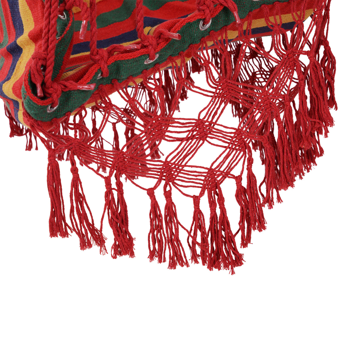 Silla Hamaca Colgante Outsunny Madera, Algodón, Poliéster Rojo, Azul Y Amarillo 100x60x100 Cm_3