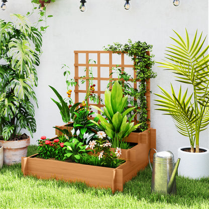 Outsunny Jardinera De 3 Niveles Con Enrejado Para Cultivos Verduras 95x95x110 Cm_1
