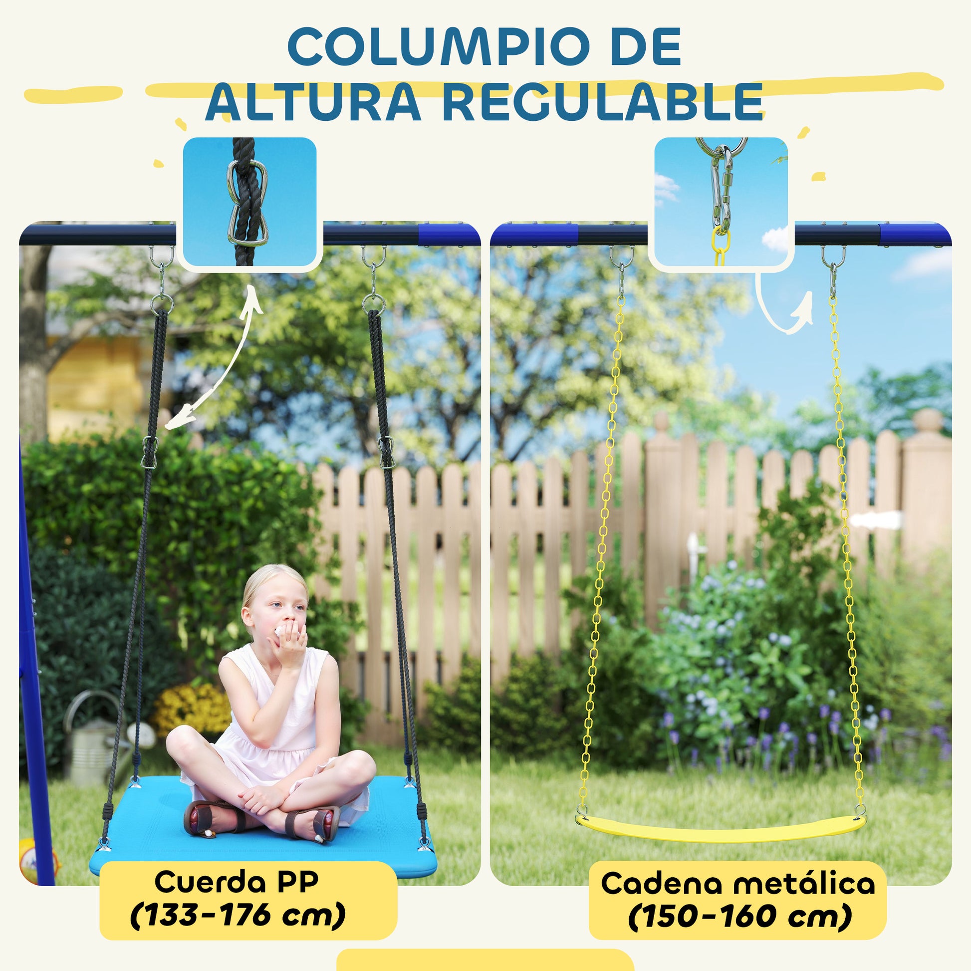Aiyaplay Columpios Para Niños Con 3 Columpios 365x180x184 Cm Multicolor_5