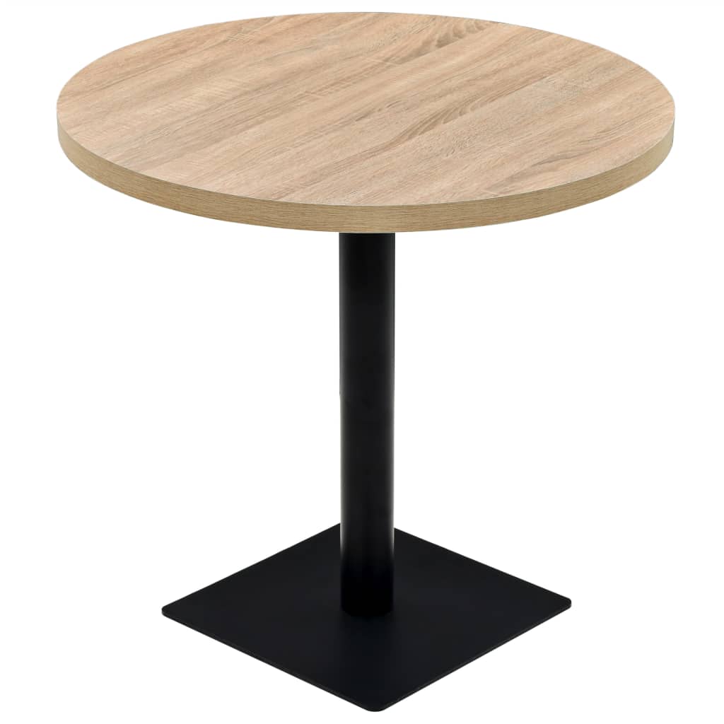 Mesa De Bar Bistró Mdf Y Acero Redonda 80x75 Cm Color Roble_0