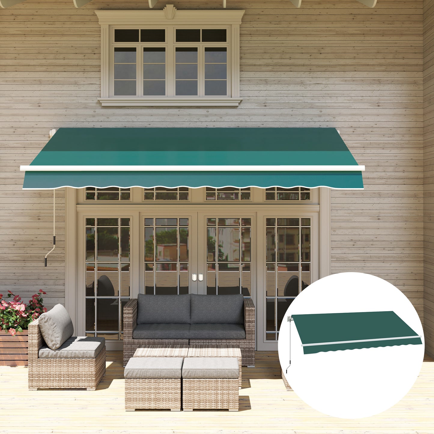Outsunny Techo De Repuesto Para Toldo 282x250 Cm Con Protección Uv 50+ Verde_3