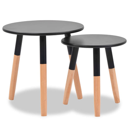 Set De Mesas Auxiliares 2 Unidades Madera Maciza De Pino Negro_0