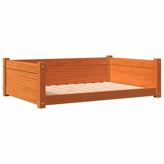 Vidaxl Cama Para Perros Madera Maciza Pino Marrón Cera 95,5x65,5x28 Cm_0