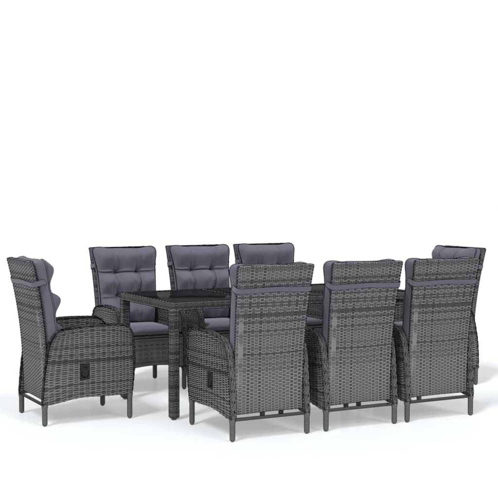 Vidaxl Juego De Comedor Para Jardín 9 Piezas Ratán Sintético Gris_0