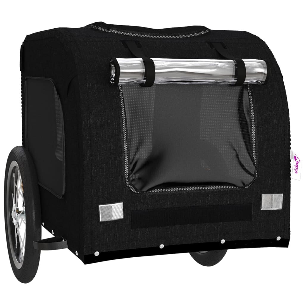 Vidaxl Remolque De Bicicleta Mascotas Hierro Tela Oxford Negro_4