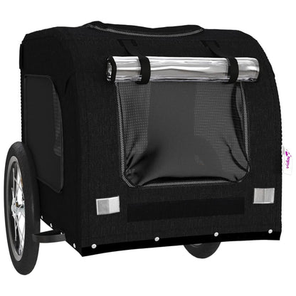 Vidaxl Remolque De Bicicleta Mascotas Hierro Tela Oxford Negro_4