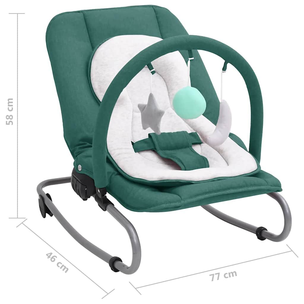 Vidaxl Hamaca Mecedora Para Bebés De Acero Verde_2