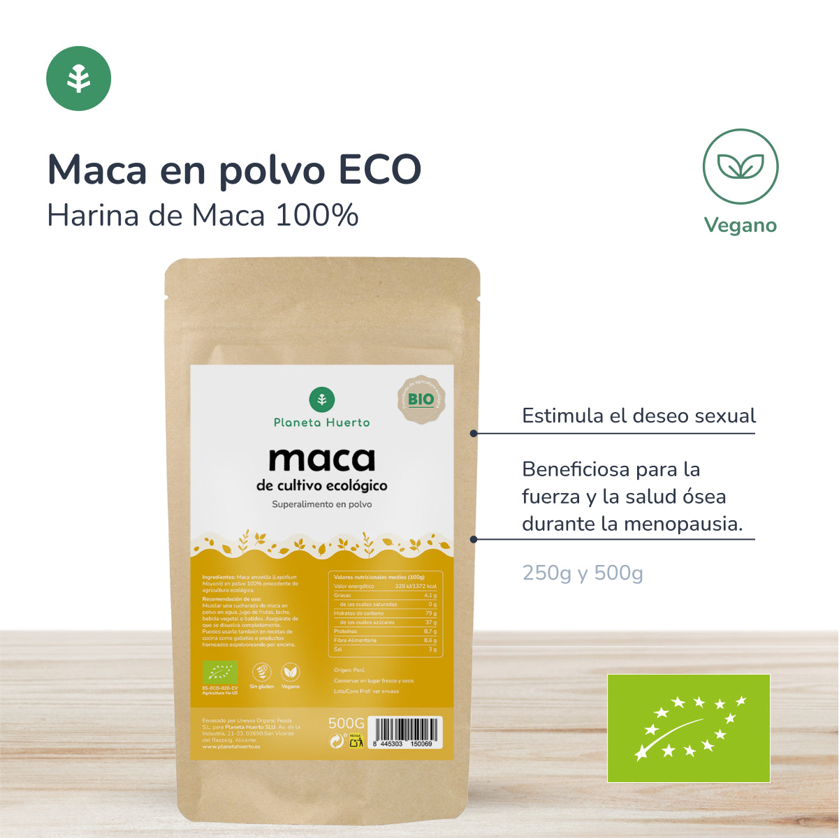 Maca en polvo ECO Planeta Huerto 500 g