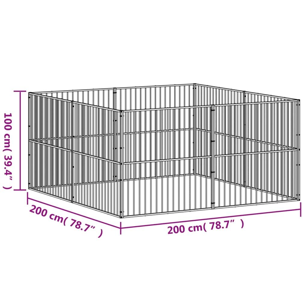 Vidaxl Corralito Para Perros Con 8 Paneles Acero Galvanizado Negro_2