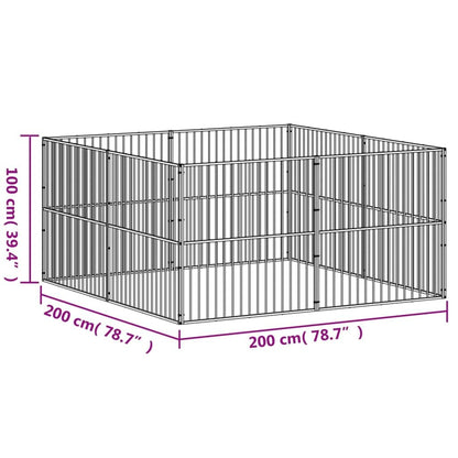 Vidaxl Corralito Para Perros Con 8 Paneles Acero Galvanizado Negro_2